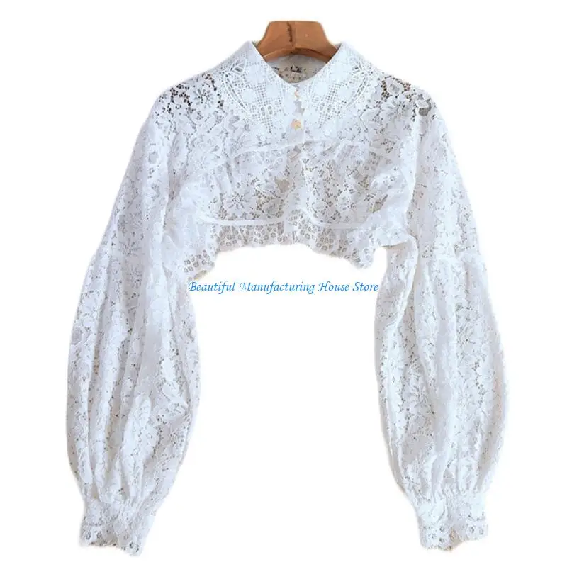 e56a-coreen-femmes-manches-longues-lanterne-faux-col-dickey-evider-cils-dentelle-florale-demi-chemise-chemisier-pull