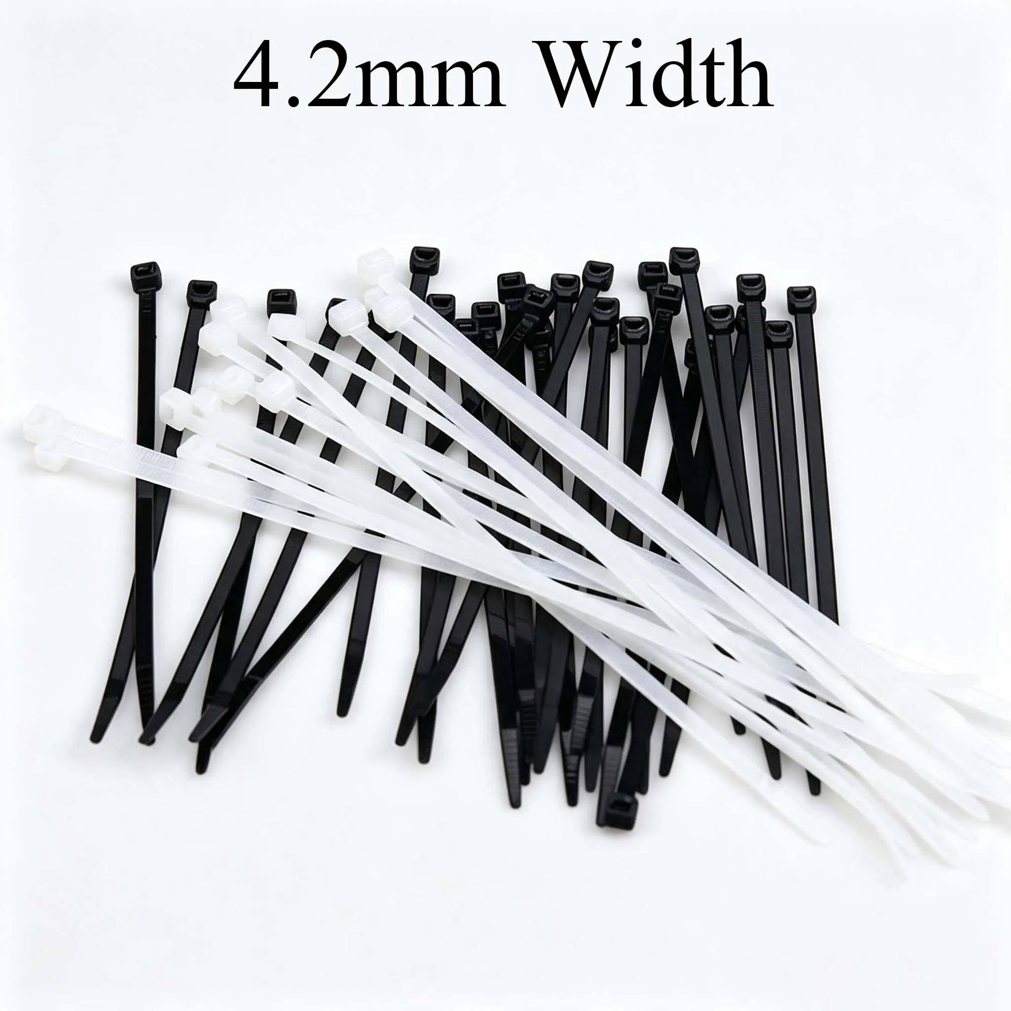 4.2/5*180/200/250/300/350/380/400mm White Black Wire Nylon Plastic Strap Wrap Ziptie Bundle Zip Ties Self-Locking Cable Tie