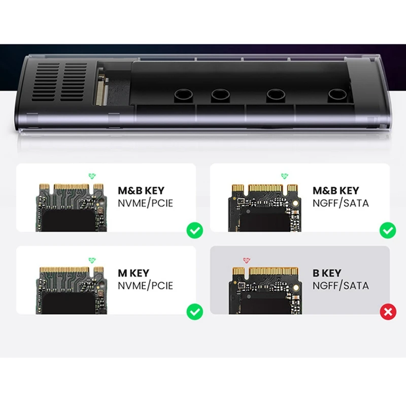 Top-M2 SSD Case NVME SATA Dual Protocol M.2 To USB Type C 3.1 SSD Adapter For NVME PCIE NGFF SATA SSD Disk Box