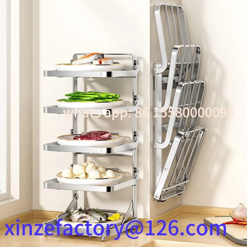 

Customizable Kitchen Folding Side Dish Rack Cooking Plate Tray Organizer Counter Expandable Microwave