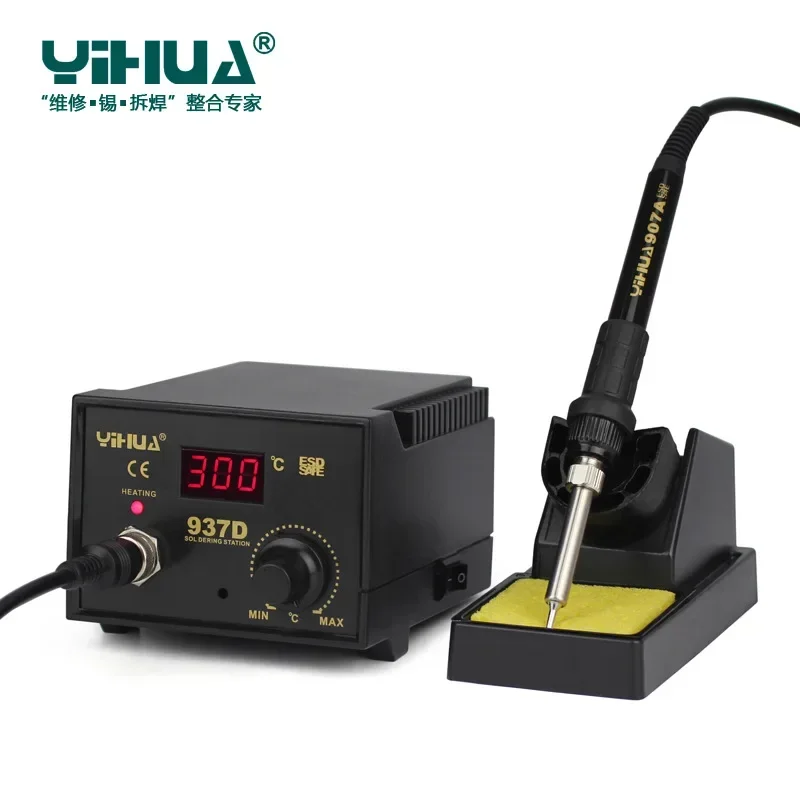 Newest YIHUA  220V/110V EU/US 50W Temperature Control ESD Digital Soldering Station / Rework Stations YIHUA 937D with tools