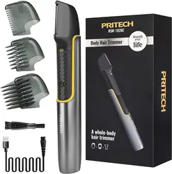 Pritech-cortadora de pelo eléctrica para hombres y mujeres, recortadora corporal de ingle, depiladora de Bikini recargable, afeitadora corporal para espalda púbica