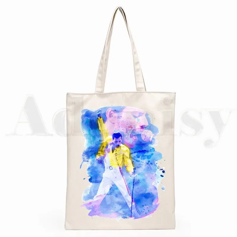 Freddie Mercury Queen Band Graphic Rock Hip Hop Graphic Cartoon Print Shopping Bags Girls Fashion Casual Pacakge Hand Bag