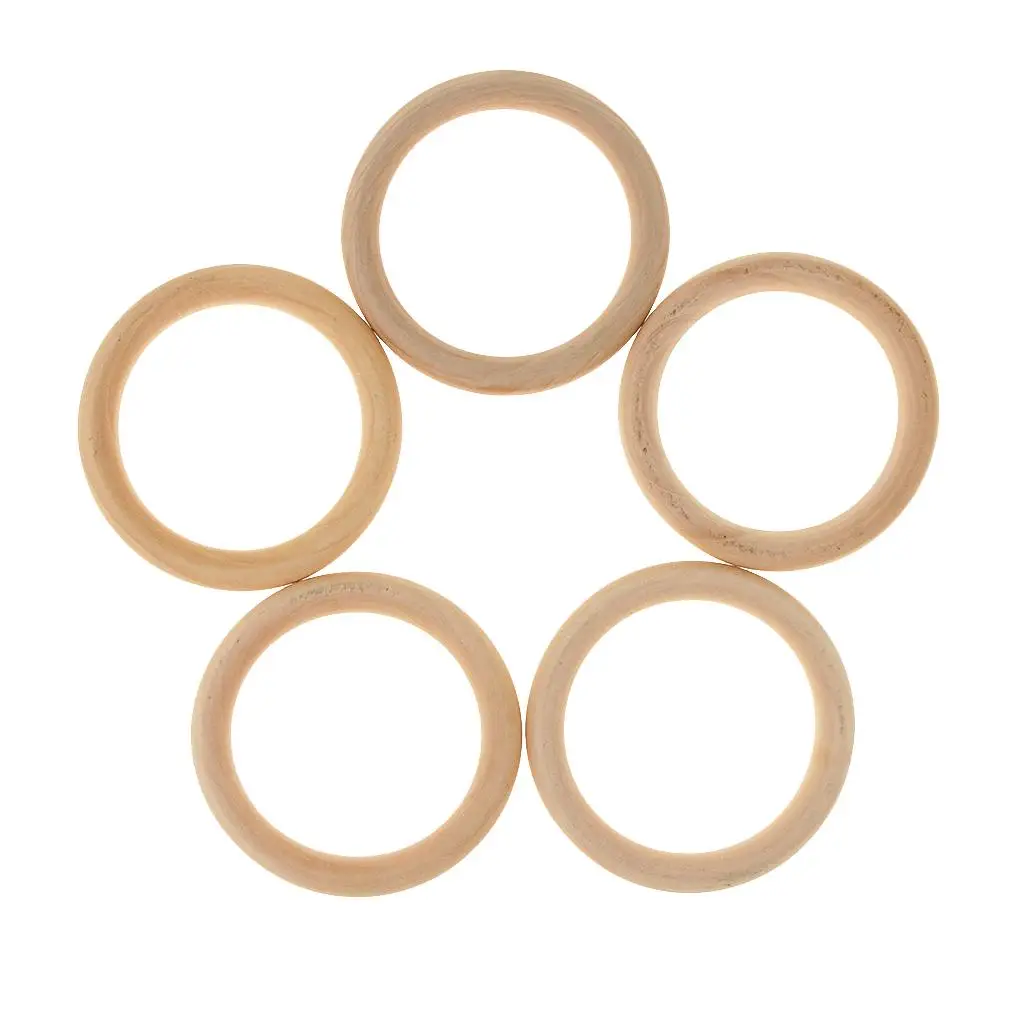 Wood DIY Jewelry Ring Unfinished Natural Craft Circles Teething Rings for Handmade Wood Gifts and Ornaments