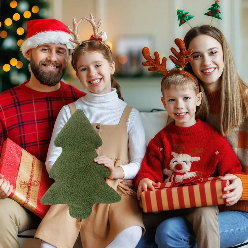 Coussin en peluche d'arbre de Noël vert, oreiller décoratif mignon, coussin de canapé, literie pour la maison, décoration de Noël et du nouvel an, 30cm