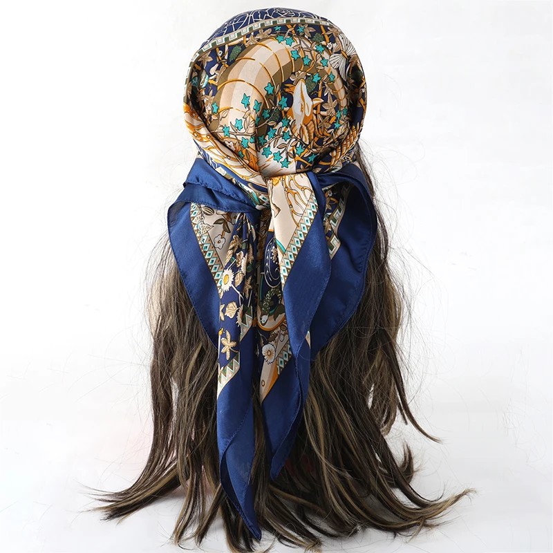 Luxury Print Neck Tie Shawl Silk Square Scarf Women Wraps Female 70cm Hair Hand Wrist Headkercheif Hijab Bandana