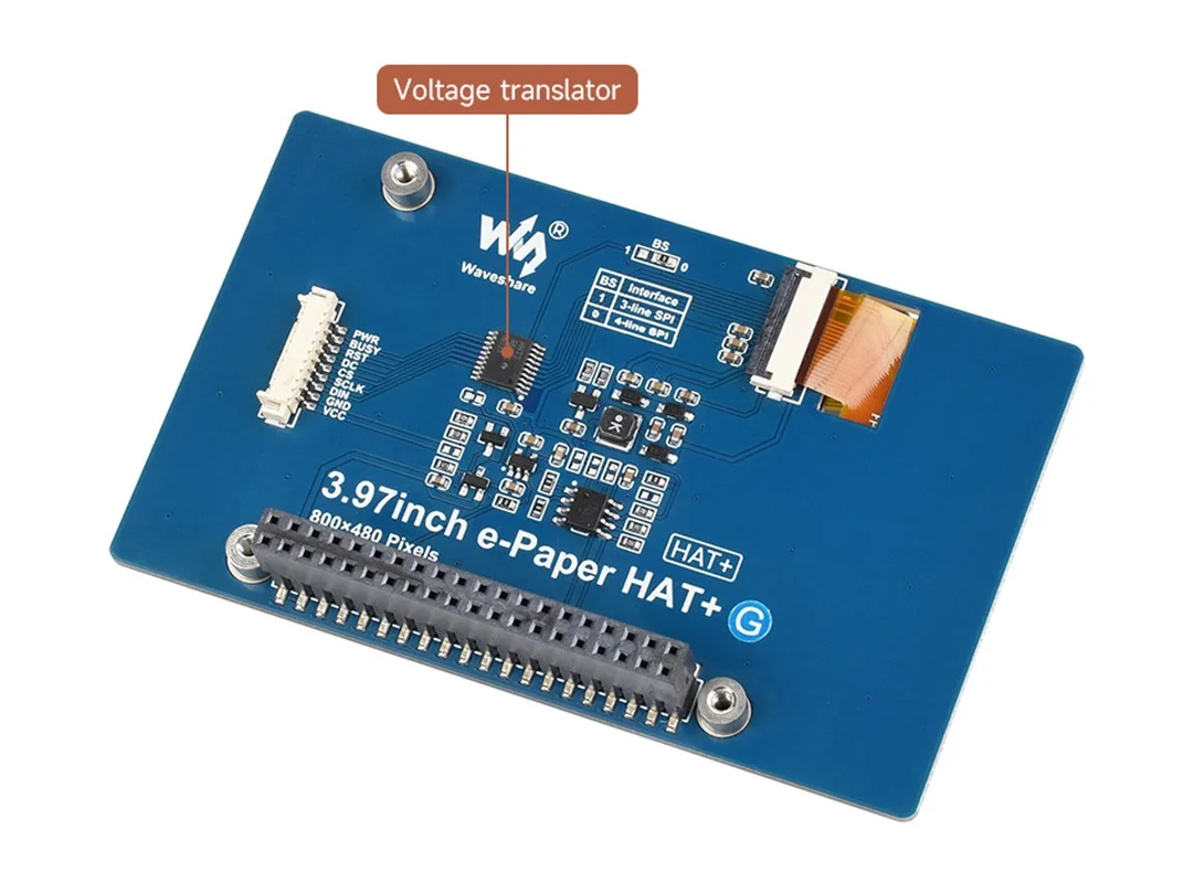 3.97inch E-Paper Display (G), E-Ink Display, 800 × 480, Red/Yellow/Black/White, SPI, Standard Raspberry Pi 40PIN GPIO header