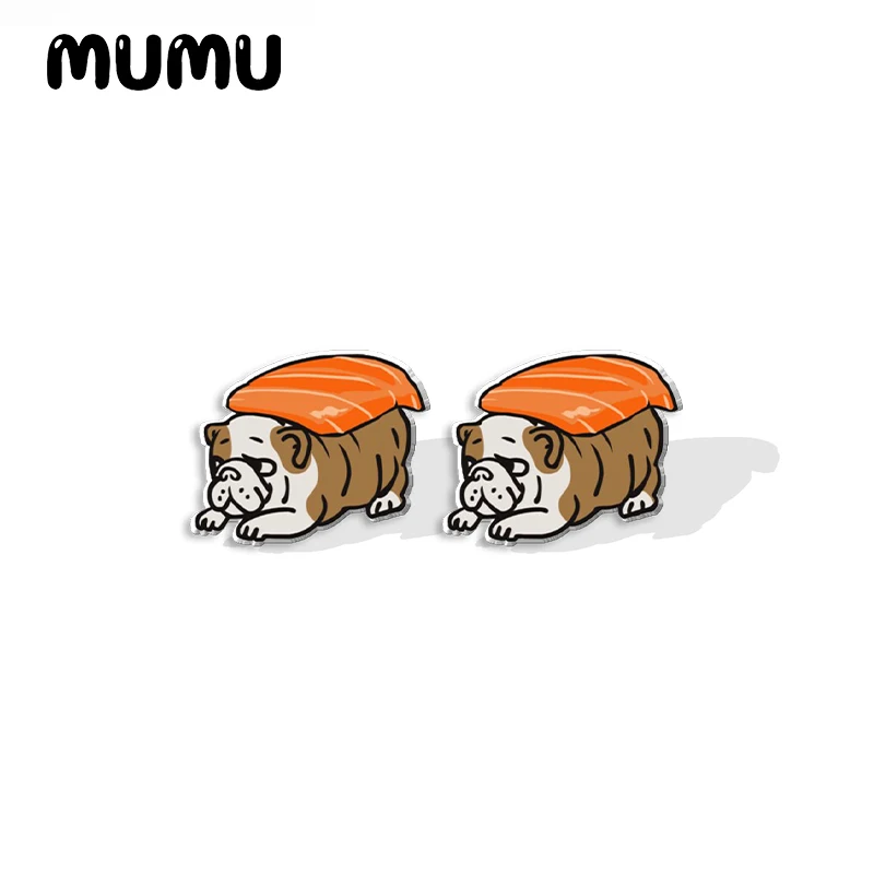 2022 New Sushi Frenchie Acrylic Stud Earring Cute Bulldog Earrings Resin Epoxy Jewelry Gifts Friend