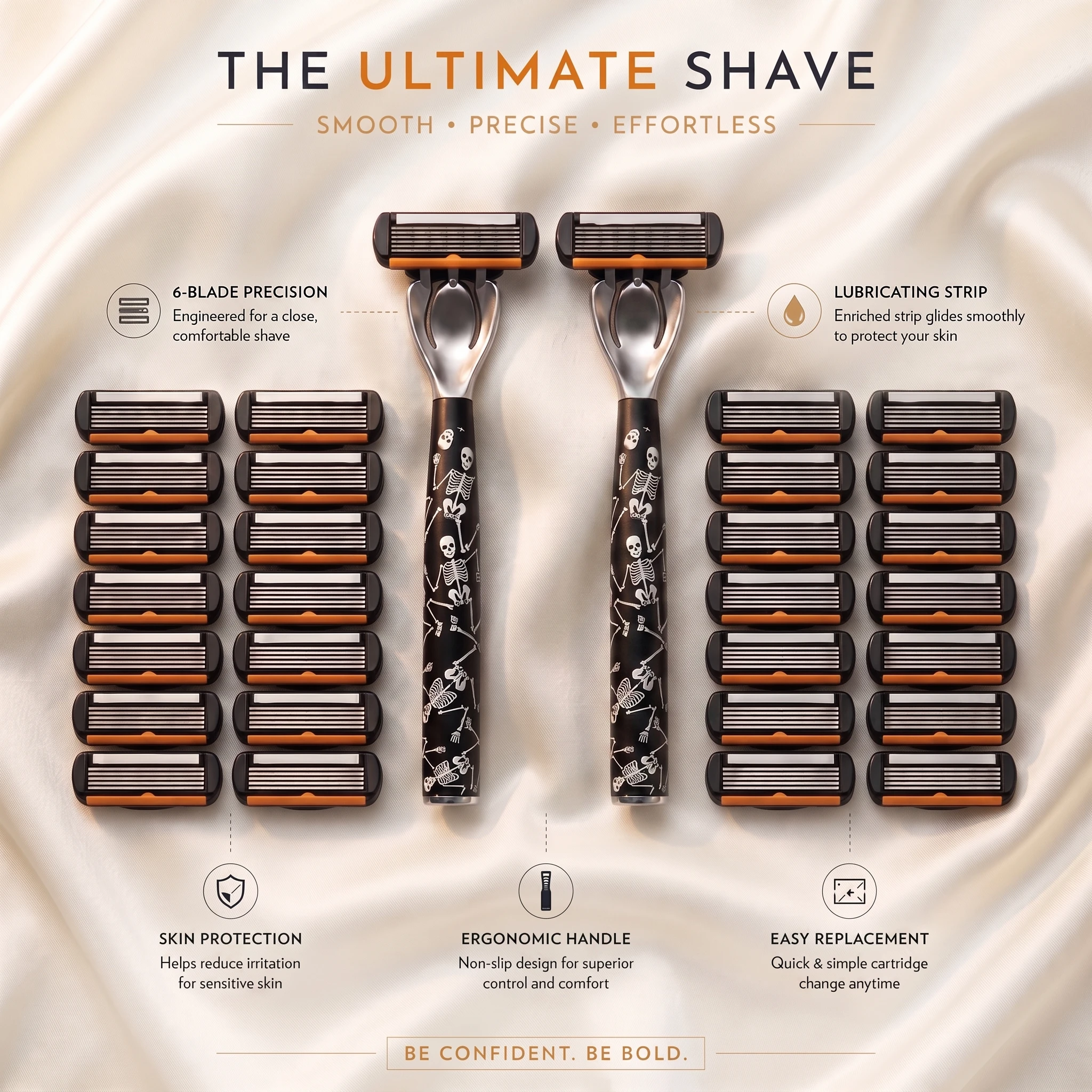 Men's Manual Razor 6-Layer Precision Blade System Replaceable Refills, Long-term Use, Men & Women Suitable Great Gift Idea