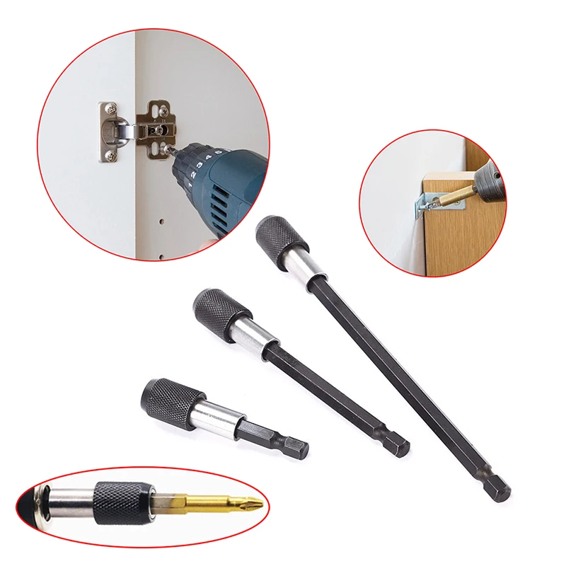 3pcs 1/4 Hex Shank Screw Driver Extension Bit Quick Release Holder Tool Set Magnetic Extension Chuck Adapter Set 60/100/150mm