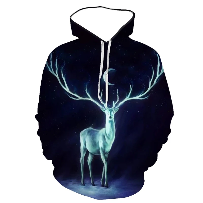 Deer Elk Fashion Style 3D Printed Hoodies Unisex Pullovers Hoodie Casual Sweatshirts Street Top Tracksuit