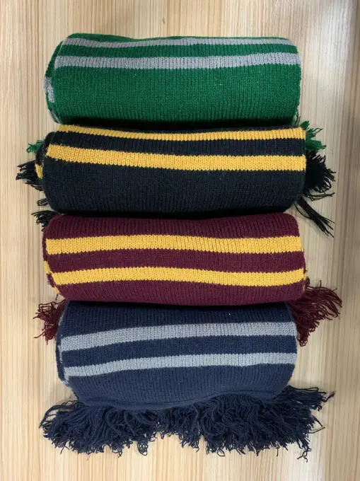 Bufanda de la Escuela de Hogwarts de brujería y magia, insignia de Slytherin gruesa y cálida, Ravenclaw Hermione Gryffindor, bufanda de Potter, regalo