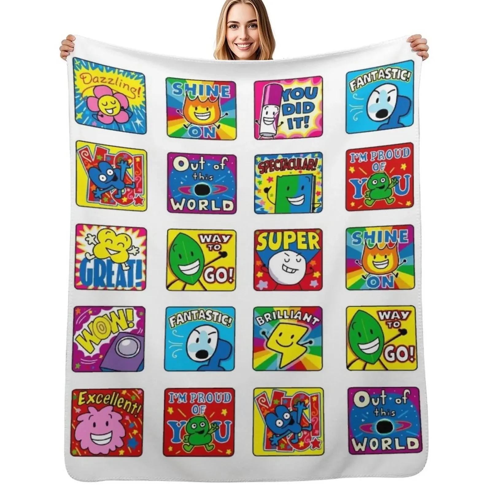 

BFDI Classroom 30 Pack Throw Blanket Baby sofa bed Softest Soft Plaid Blanket