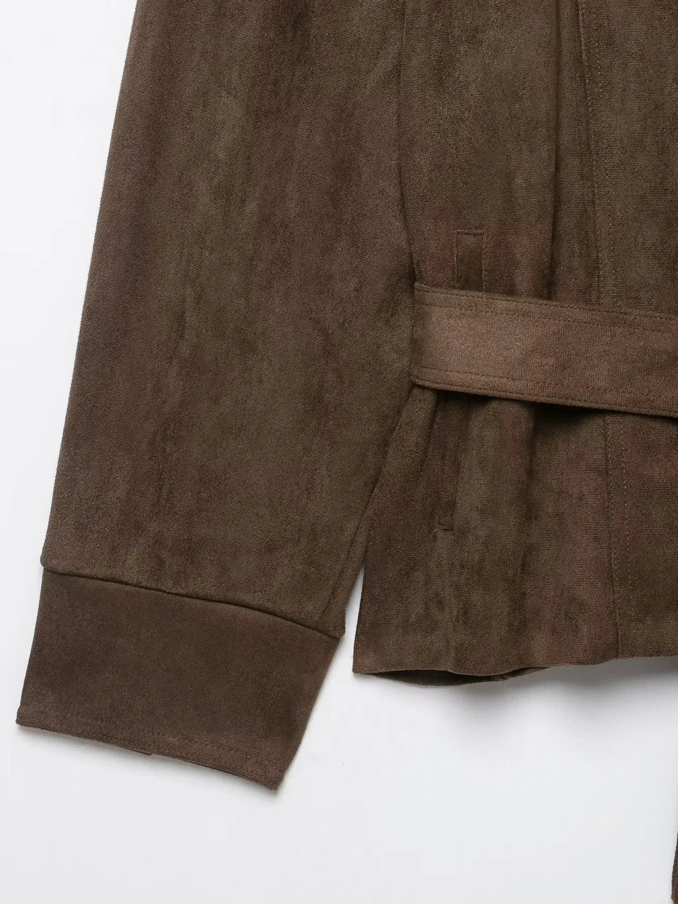 KONDALA Damen High-Street-Jacke Elegante Kunstwildleder-Jacke mit Gürtel und Stehkragen Neue 2026 Herbst-Winter Pendler-Damen-Kurzjacke – Detail 8