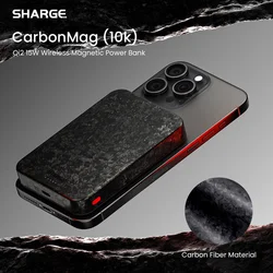 SHARGE CarbonMag qi2 Wireless Charger Power Bank Slim Magnetic Portable Charger 5000mAh for Magsafe iPhone 16 Pro Max/15/14/13