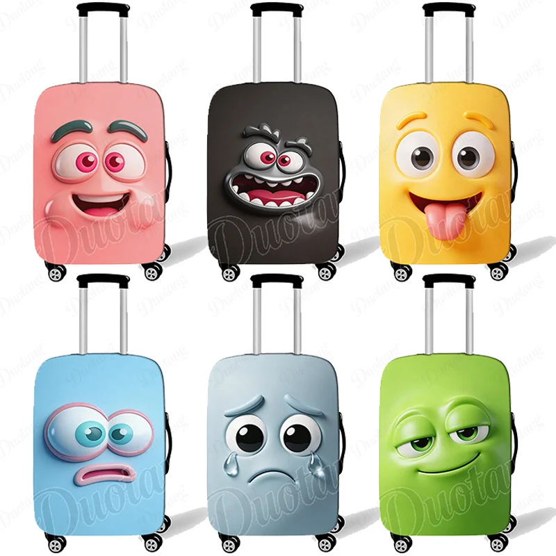 

Funny Expression Pattern Luggage Covers Kawaii Monster Face Women Men Anti-dust Suitcase Protective Cover for Travel