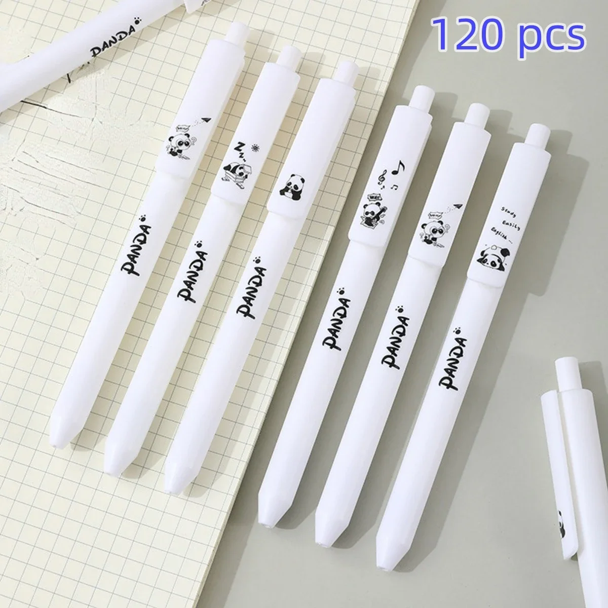 

120 pcs/lot 0.5mm Panda Cute Press Gel Pen Writing Quick-drying Simple Text Office Student School Stationery Supplies Wholesale