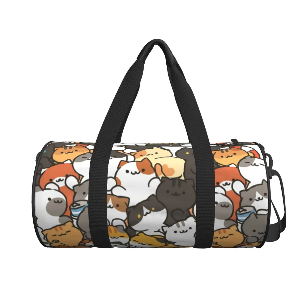 Men Travel Bag Anime Neko Atsume Gym Bag Large Capacity Cute Cat Funny Animal Oxford Design Handbag Novelty Casual Sports Bag