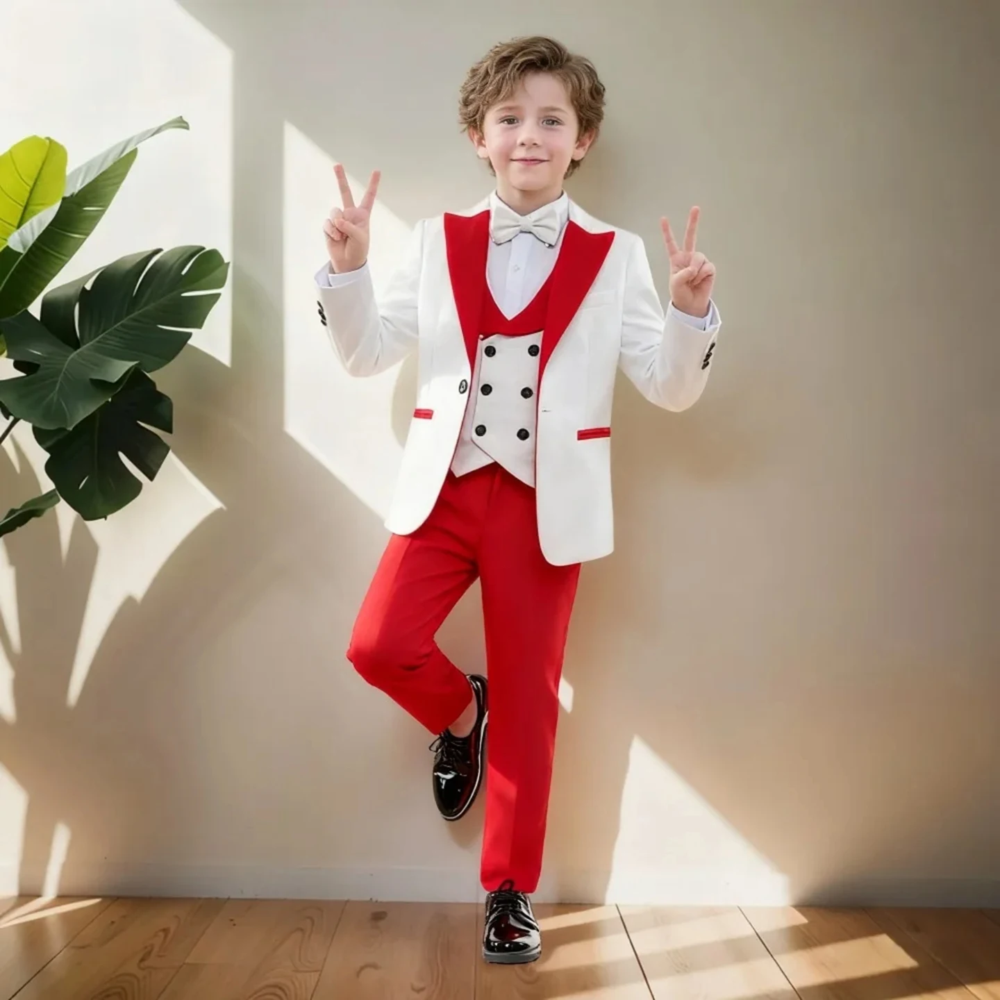 

Boys' Formal Suit Set Long-Sleeved Formal and Stylish Style Suit Set Formal Dinner and Birthday Party Suit Set