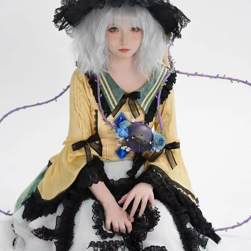 Disfraz de Komeiji Koishi, uniforme del proyecto Touhou, conjunto completo para mujeres y niñas, trajes elegantes de Carnaval de Halloween