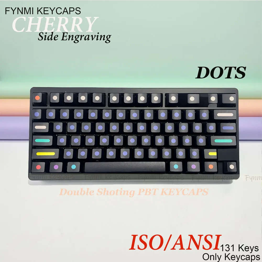 fynmi-新しいアップデート版-gmk-ホワイト-ブラック-ドット-チェリー-サイド刻印キーキャップ-131キー-ansi-iso-レイアウト-チェリー-mx-ゲーテロン-カイール-アウテム対応