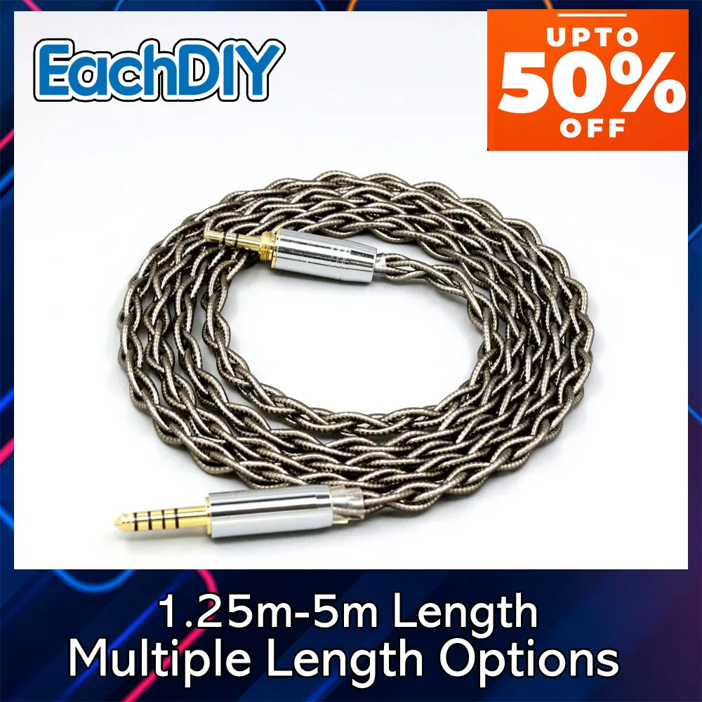 오디오 테크니카 ATH-pro500mk2 PRO700MK2 PRO5V M50 M50R용 팔라듐 그래핀 골드 이어폰 케이블 99% 순은 8694