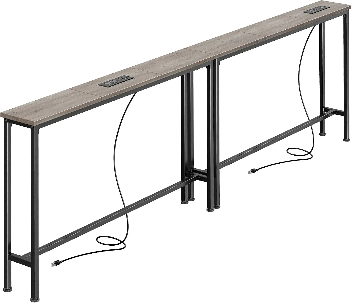 Narrow Sofa Console Table for Behind Couch, 78.8 Inch, Featuring 2 Charging Stations