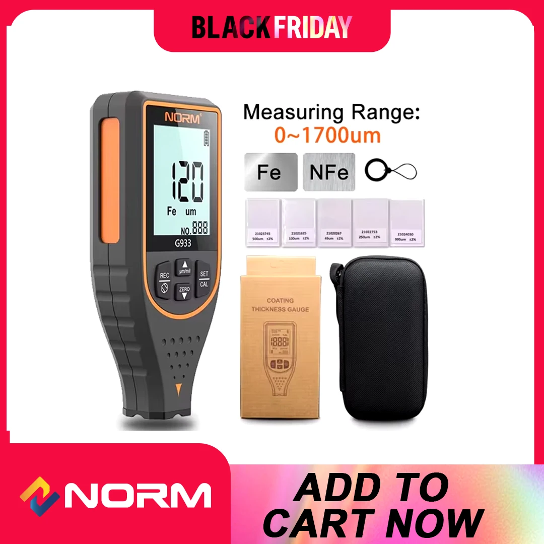 NORM Coating Thickness Gauge 0-1700/0.1 Micron FE NFE Paint Tool Car Paint Film Thickness Measuring Tester