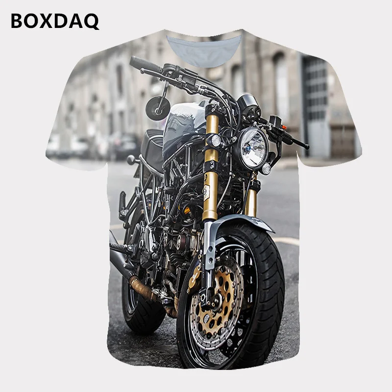 Motorcycle Men\'s T-Shirts Short Sleeve Moto & Biker Style 3D Print Street Hip Hop T Shirt 6XL Big Size Male Clothing Casual Tops