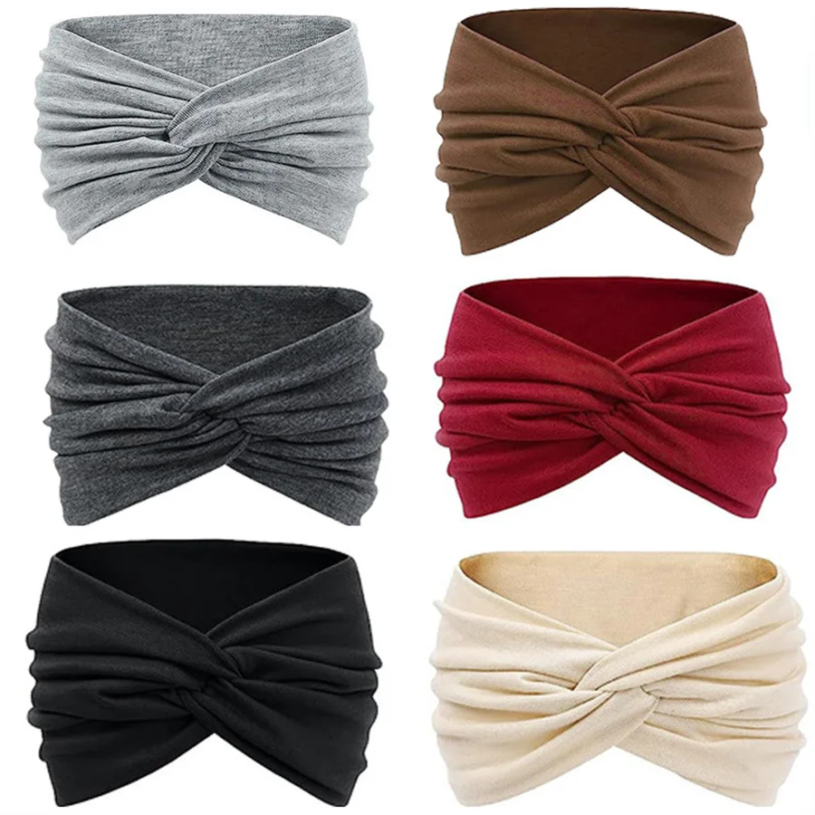 1pcs solid color headband with wide turban headband for yoga running and casual wear non-slip multi-functional hair accessories