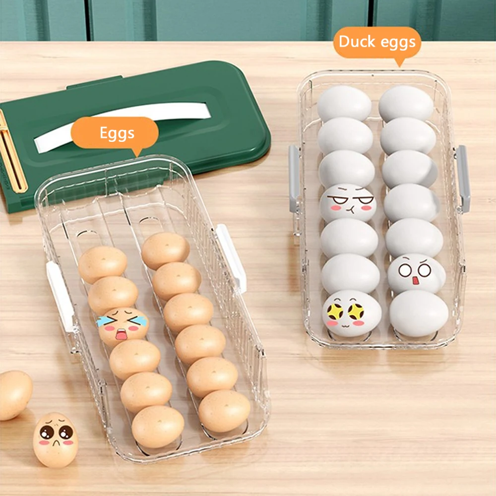 1/2Layer Refrigerator Egg Storage Organizer Egg Holder For Fridger Drawer Type Stackable Storage Bins Clear Plastic Egg Holder