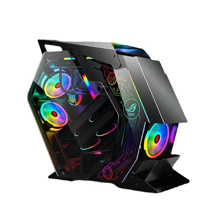 OEM Irregular Shape Atx Pc Case Tempered Glass Steel Frame Gaming Case For Desktop PC