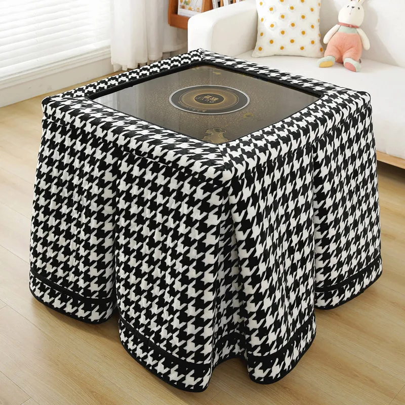 Winter Thousand Bird Grace Double sided Velvet Thickened Barbecue Quilt Heating Barbecue Table Cover Cover Long Square Electric