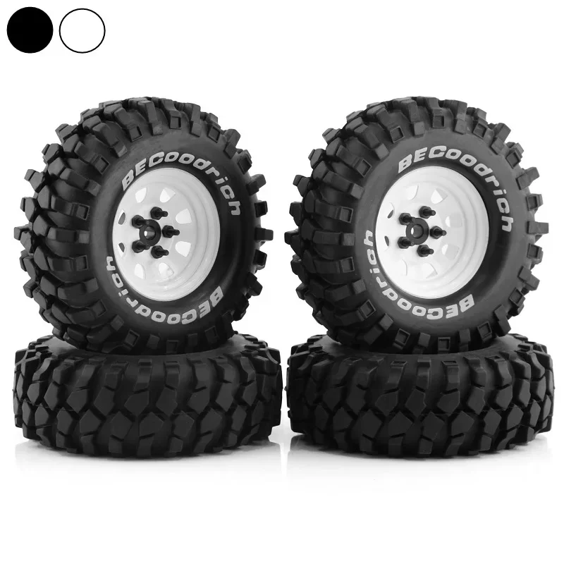 

4pcs 110mm Metal 1.9" Beadlock Wheel Rim Rubber Tire Set for 1/10 RC Crawler Car Traxxas TRX4 RC4WD D90 D110 Axial SCX10 MST