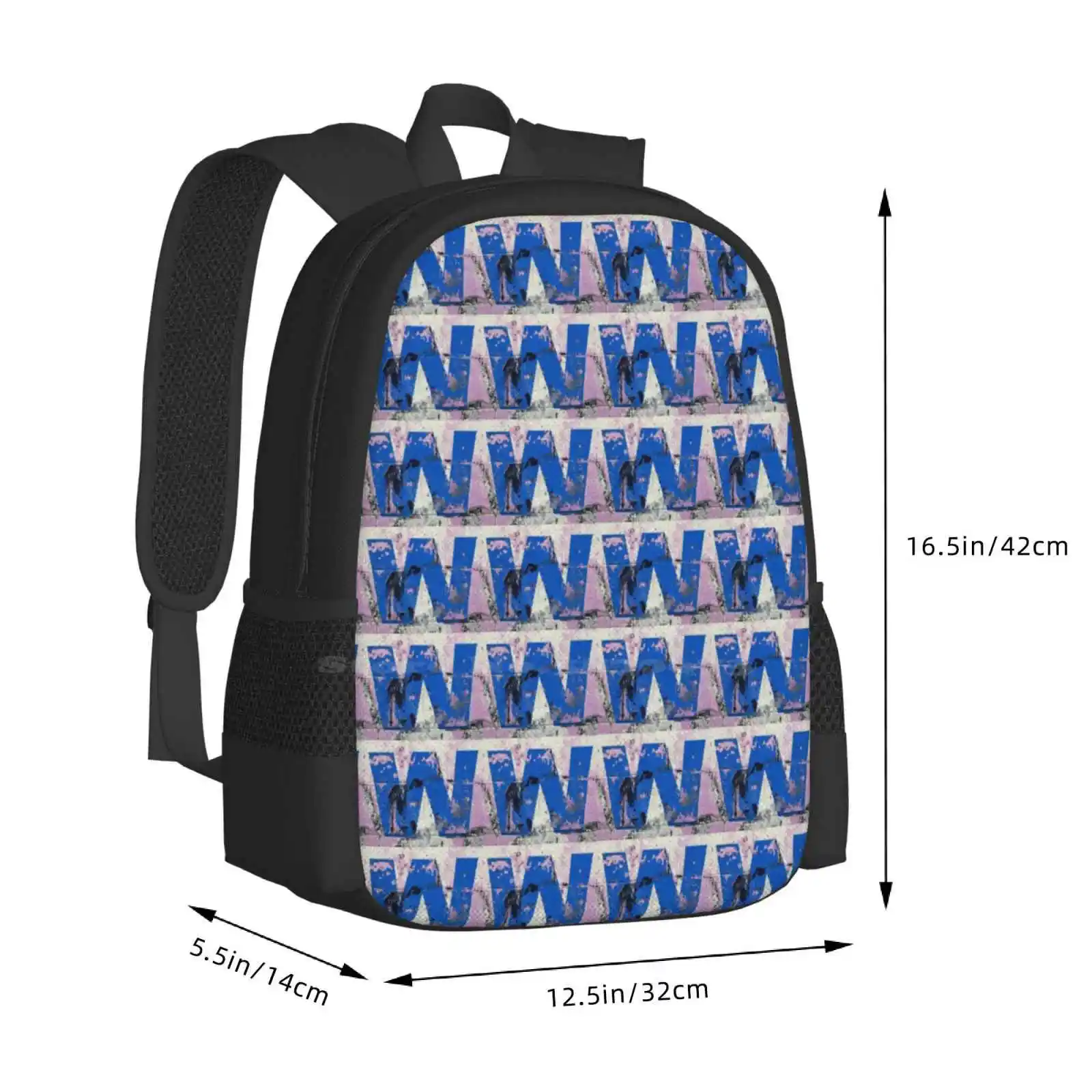 Mochila Azul W con letras del alfabeto, bolso de moda, lavado de coche, pared, azul, púrpura, pintura para pelar, desmenuzado sucio, gran oferta