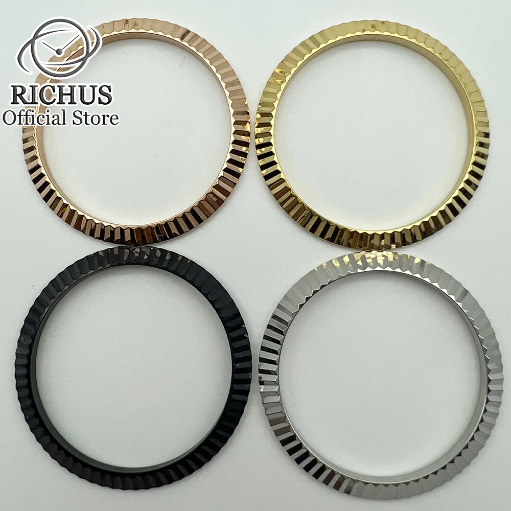 Fluted Bezel Stainless Steel Silver Rosegold Black Gold ​Fit 36mm 39mm Watch Case Ring high-quality Replacement Repair Parts