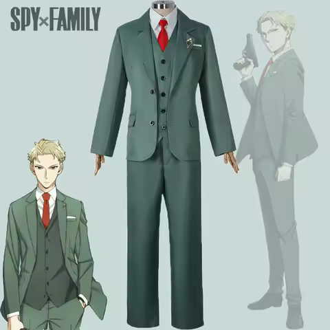 Anime Spy X Family Loid Forger Twilight Cosplay Costume Green Suit Coat Pants Tie Full Set Halloween Party Clothes for Adult Men