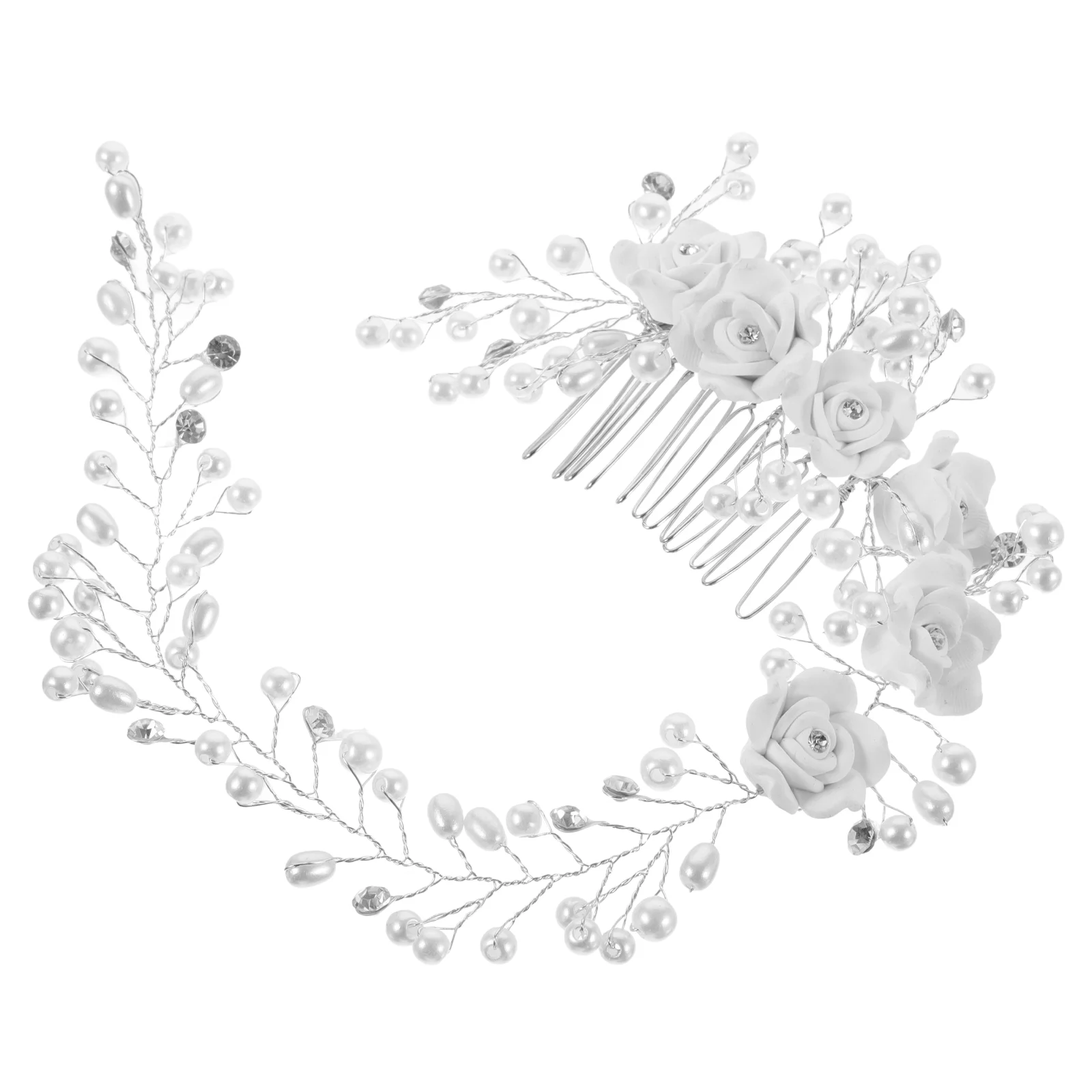 

Hair Pins Bridal Headwear Thin Headbands for Women Accessories Hanfu with Comb White Bride