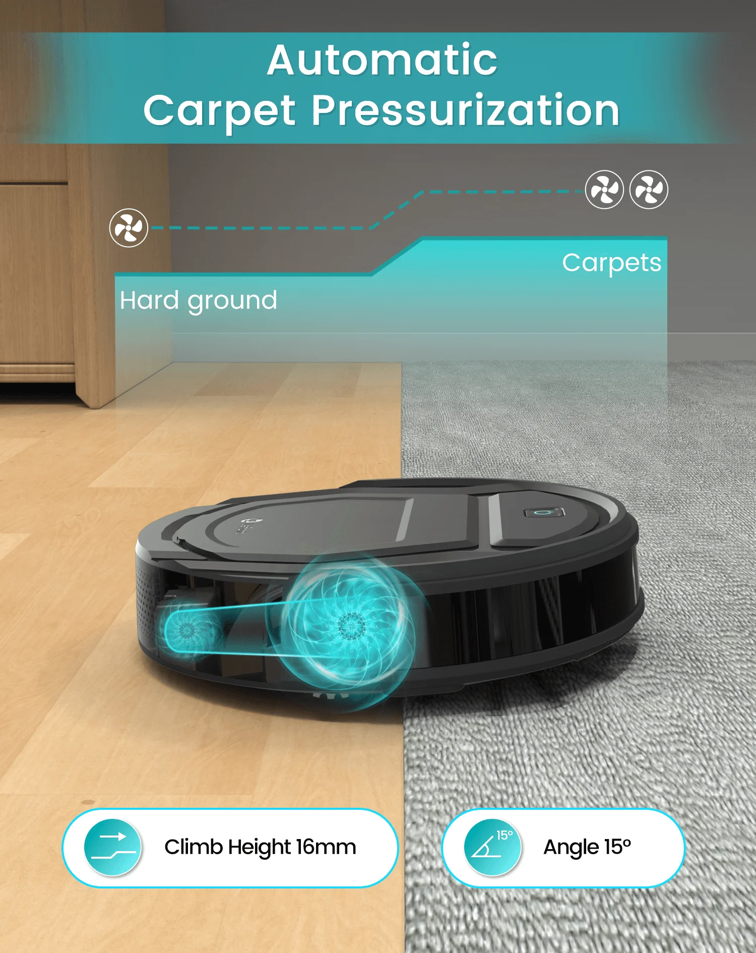 Aspirapolvere robot Lefant M210 Pro con aspirazione 2200 Pa, WiFi/Alexa/APP/Bluetooth, pulizia delle pianificazione, ricarica automatica,