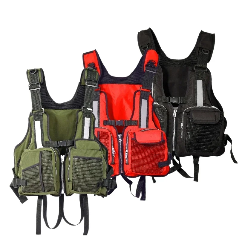 سترة نجاة لصيد الأسماك للرجال البالغين، بدلة طفو الصيد مع حزام سترة نجاة سترة تيار طوف رغوة الصيد القابلة للإزالة #1