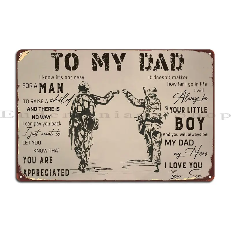 To My Dad Gift From Son Metal Plaque Create Living Room Wall Mural Garage Plaques Designer Tin Sign Poster