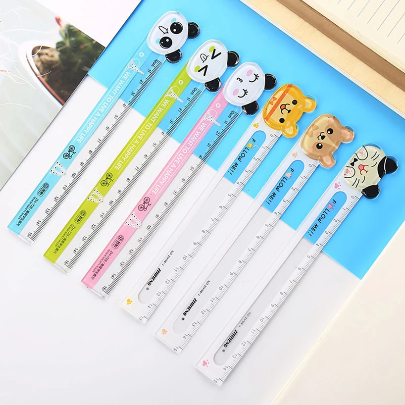 15cm Ruler Kawaii Accessories School Supplies Transparent Diy Drawing Tools Regla Cute Animal Student Korean Stationery Rulers