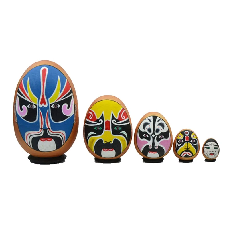 

5PCS Matryoshka Dolls Nesting Dolls Handmade Cute Wood Russian Nesting Doll DIY Facial Makeup Cute Nesting Dolls