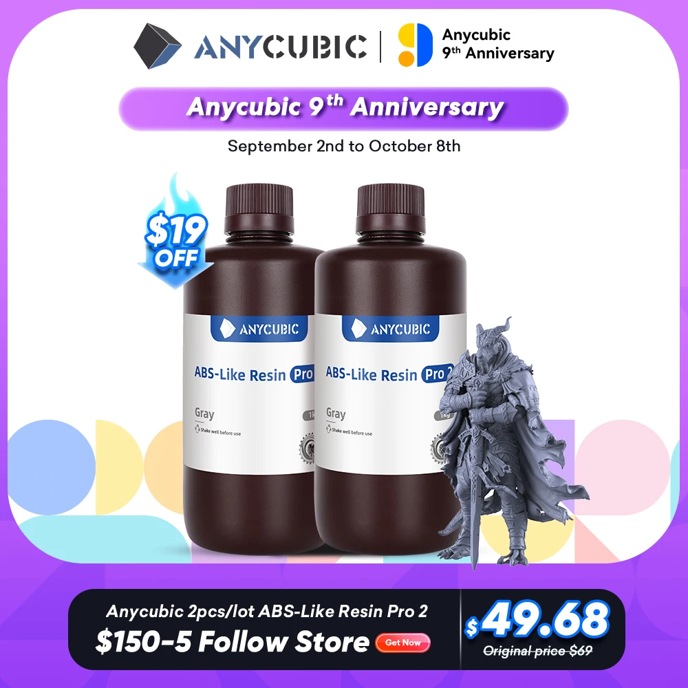 

ANYCUBIC ABS-Like Pro 2 3D Printer Resin Hardness and Toughness 405nm UV-Curing Photopolymer UV Resin For LCD 3D Printer