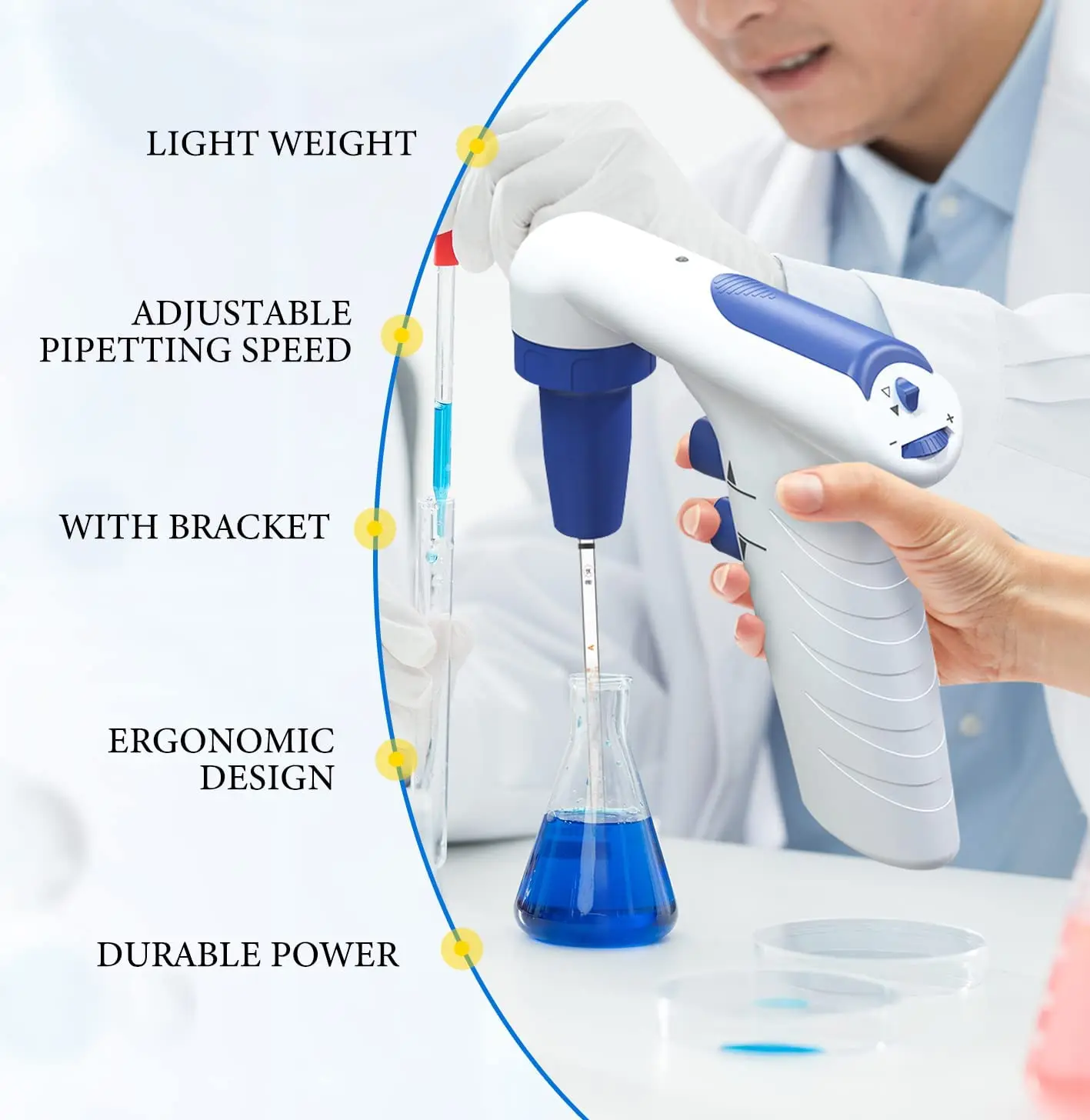 Electric Pipette Controller Automatic Pipettor Large Volume Laboratory Equipment Electronic Pipete Pump 110v To 220v