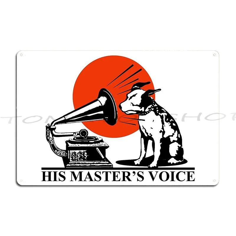 His Master S Voice Vintage Metal Plaque Wall Mural Living Room Wall Mural Decoration Printed Tin Sign Poster
