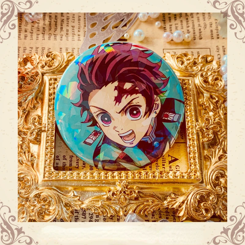 Demon Slayer Kimetsu no Yaiba 58mm Metal Badge  Tanjiro, Nezuko, Zenitsu, Inosuke anime figure