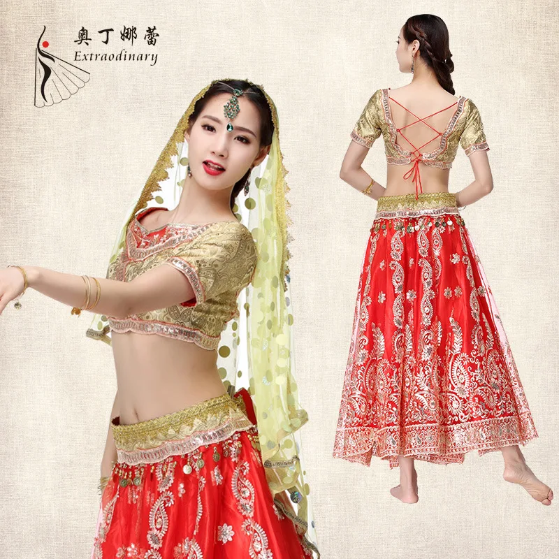 Bollywood Belly Dance Costume Sari Indian Dress Clothes Festival Outfit Women 2023 Performance Clothing Top Skirt Sets Luxury