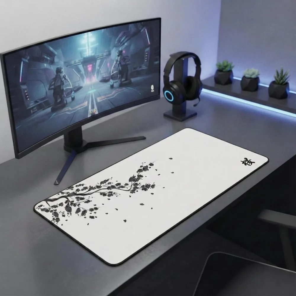 Tapis de souris Anime, tapis de bureau japonais à fleurs de cerisier, grand tapis de jeu Sakura, accessoire de bureau esthétique, tapis de souris