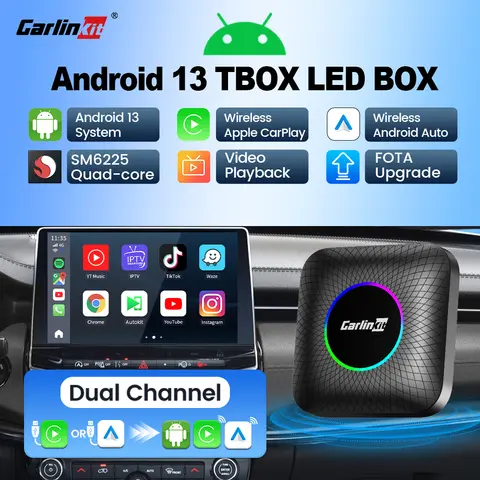 CarlinKit Android 13 Tv Box CarPlay Android Auto TBox Ambient Wireless Adapter Android Auto For Netfilx Youtube IPTV Spotify GPS